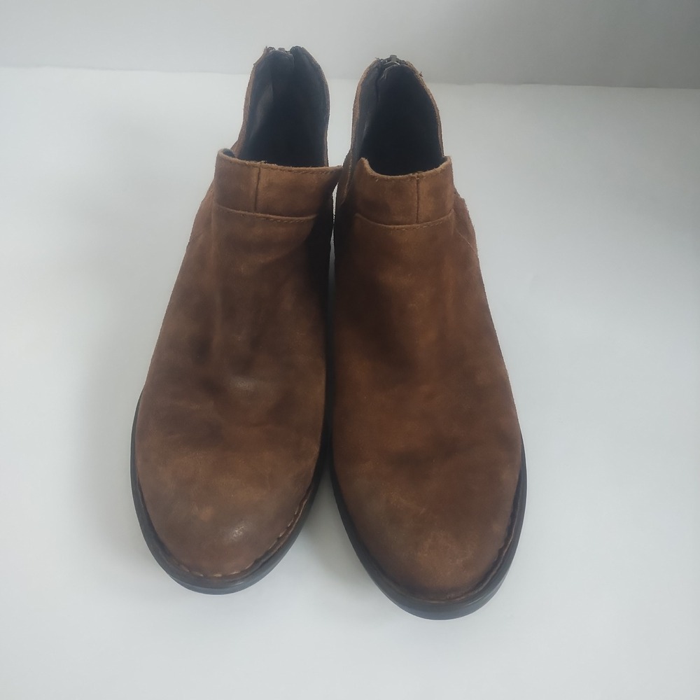 Born Suede Ankle Boots Women's 8M Brown Back Zipper Western